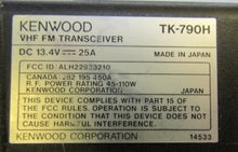 Load image into Gallery viewer, Kenwood TK-790H 148-174 MHz VHF 110 Watt Remote Head Two Way Radio w Mic