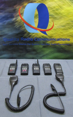 Lot of FIVE Motorola HT1250 403-470 MHz UHF Two Way Radios AAH25RDF9AA5AN w Mic