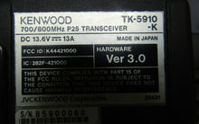 Load image into Gallery viewer, Kenwood TK-5910-K 700/800 MHz P25 Remote Head Two Way Radio w Mic TK-5910
