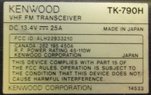 Load image into Gallery viewer, Kenwood TK-790H 148-174 MHz VHF 110 Watt Fixed Head Two Way Radio w Mic
