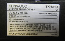 Load image into Gallery viewer, Working Kenwood TK-6110-2 35-50 MHz Low Band Two Way Radio TK-6110 w Microphone
