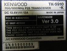Load image into Gallery viewer, Kenwood TK-5910-K 700/800 MHz P25 Remote Head Two Way Radio w Mic TK-5910
